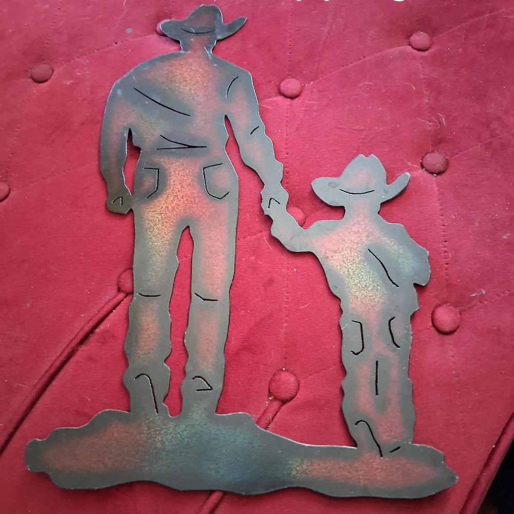 Metal Cowboy and Child Wall Art